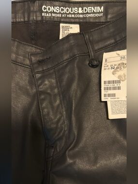 H&M Black Faux Leather Skinny Women's Jeans